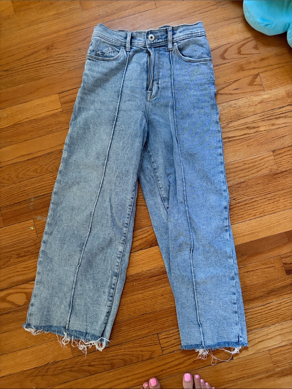 Kensie Light Blue High-Rise Wide-Leg Jeans with Center Seams